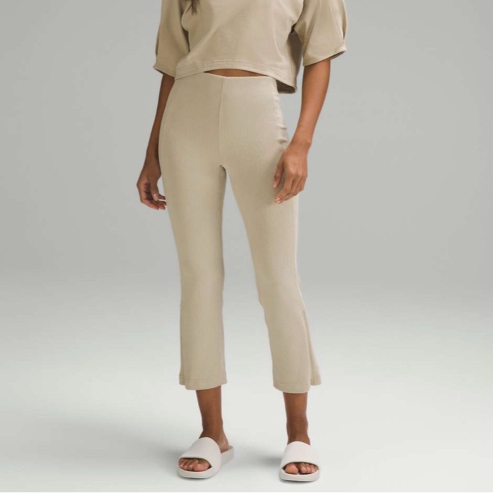 Lululemon Ribbed Softstreme Zip Flare Cropped Pant Trench